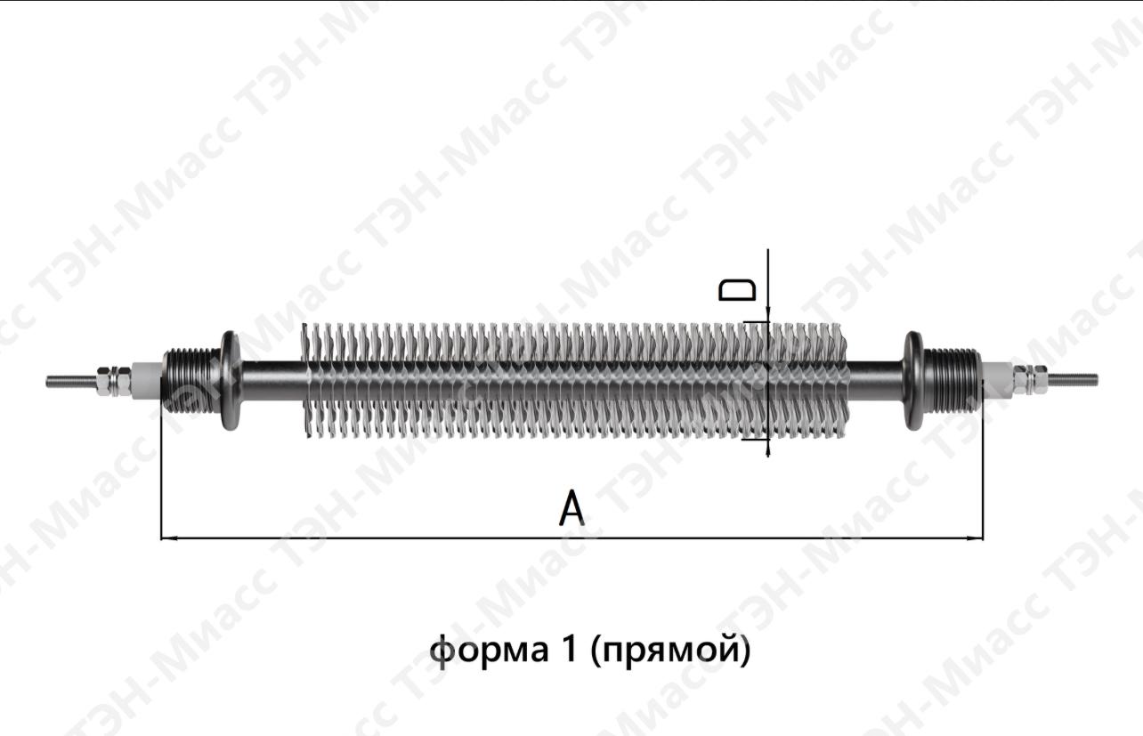 тен-воздушный-оребренный-мощность-2кВт-L700MM-ГОСТ-13268-88